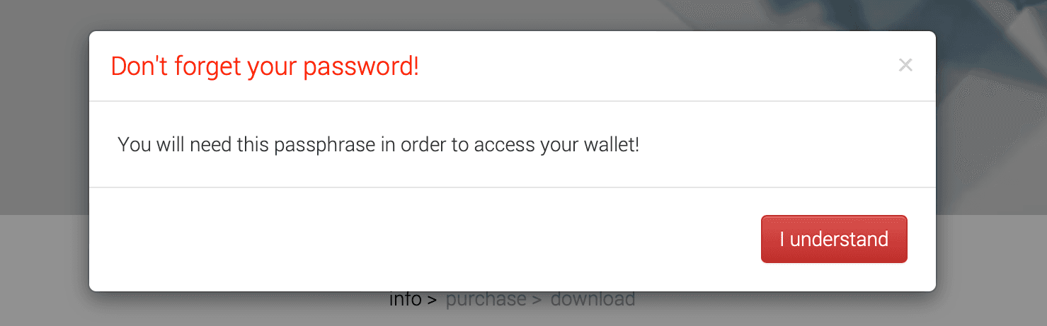 Ethereum Presale Wallet Passworthinweis