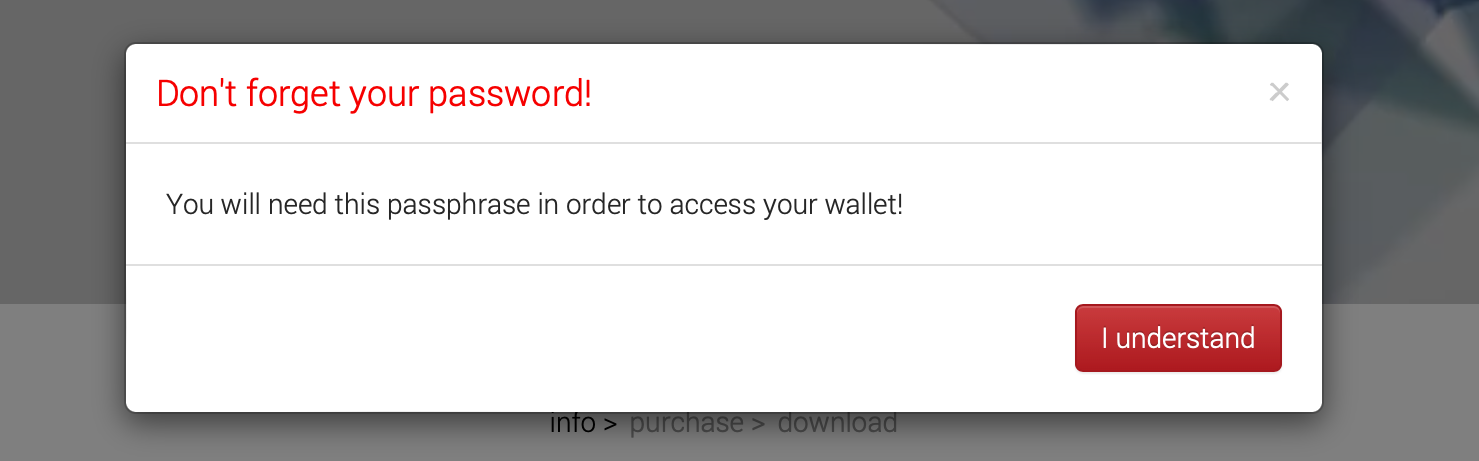 Ethereum presale wallet password disclaimer