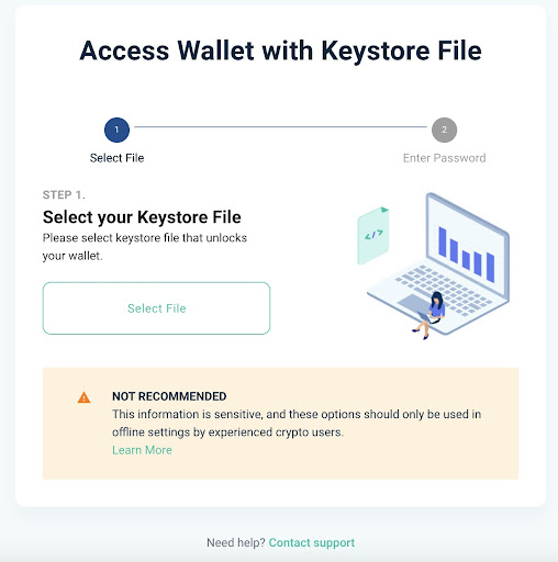 MyEtherWallet keystore import interface