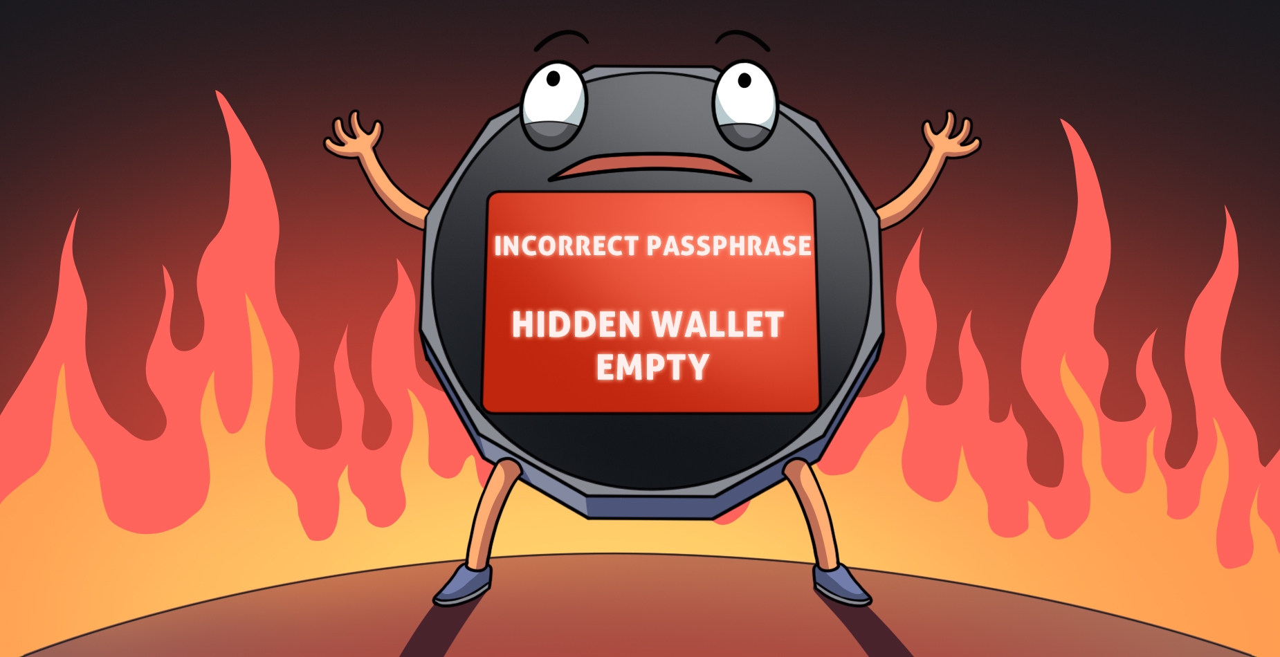 A SecuX hardware Wallet showing incorrect SecuX Passphrase.