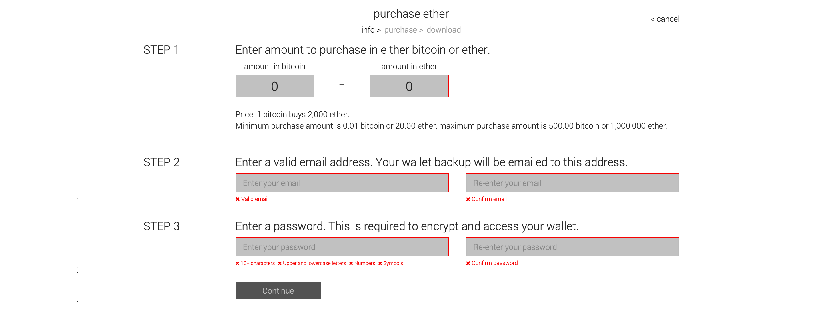 Ethereum presale wallet credentials